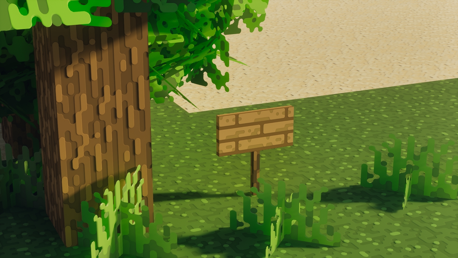 screenshot with roundista resource pack showcasing new oak sign texture