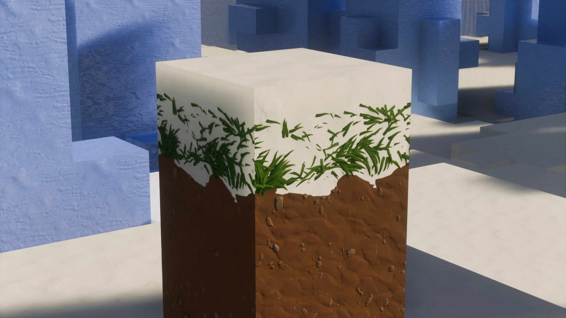 screenshot with stylista resource pack showcasing snow grass texture