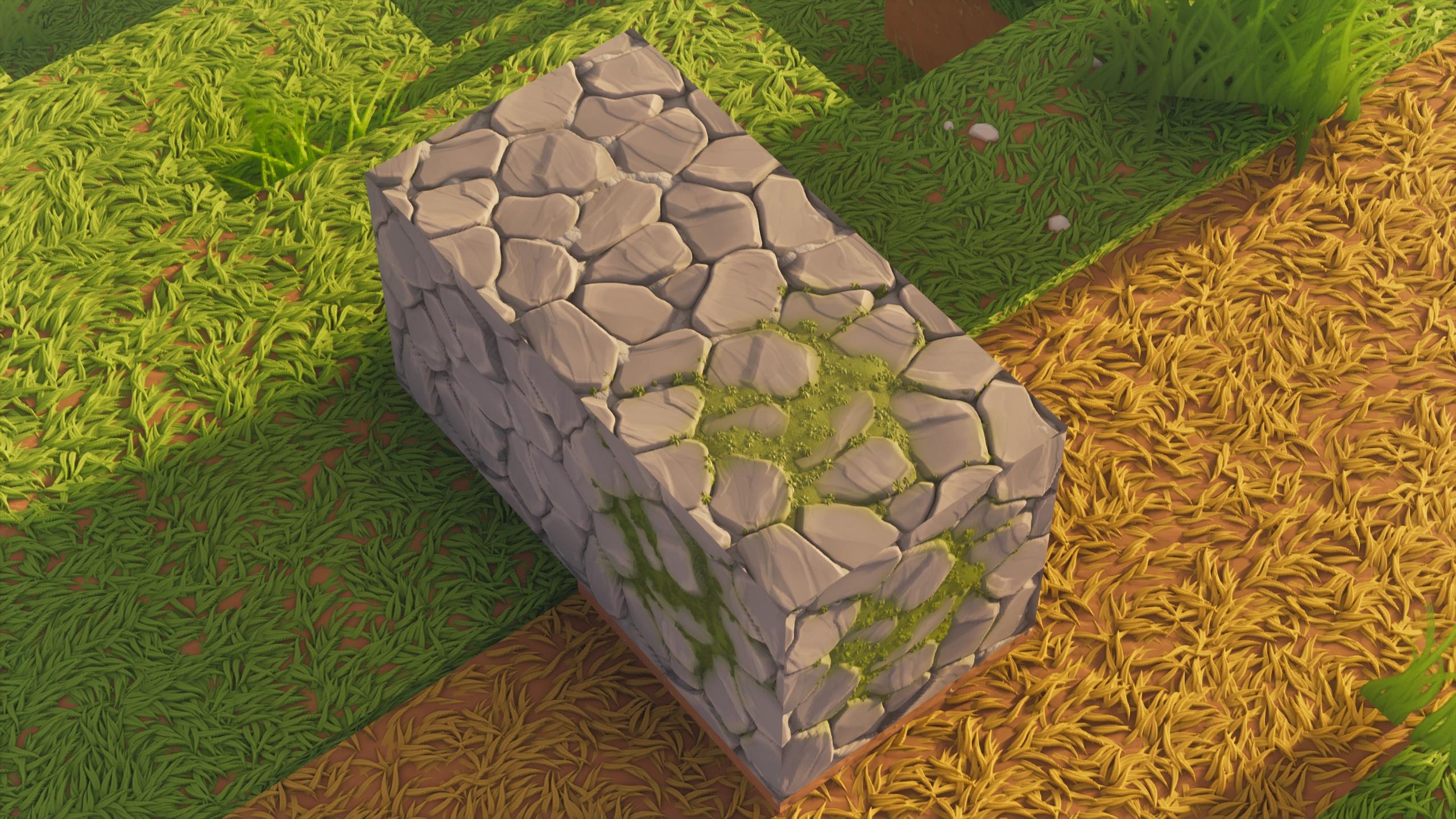 Stylista screenshot showcasing mossy and normal cobblestone